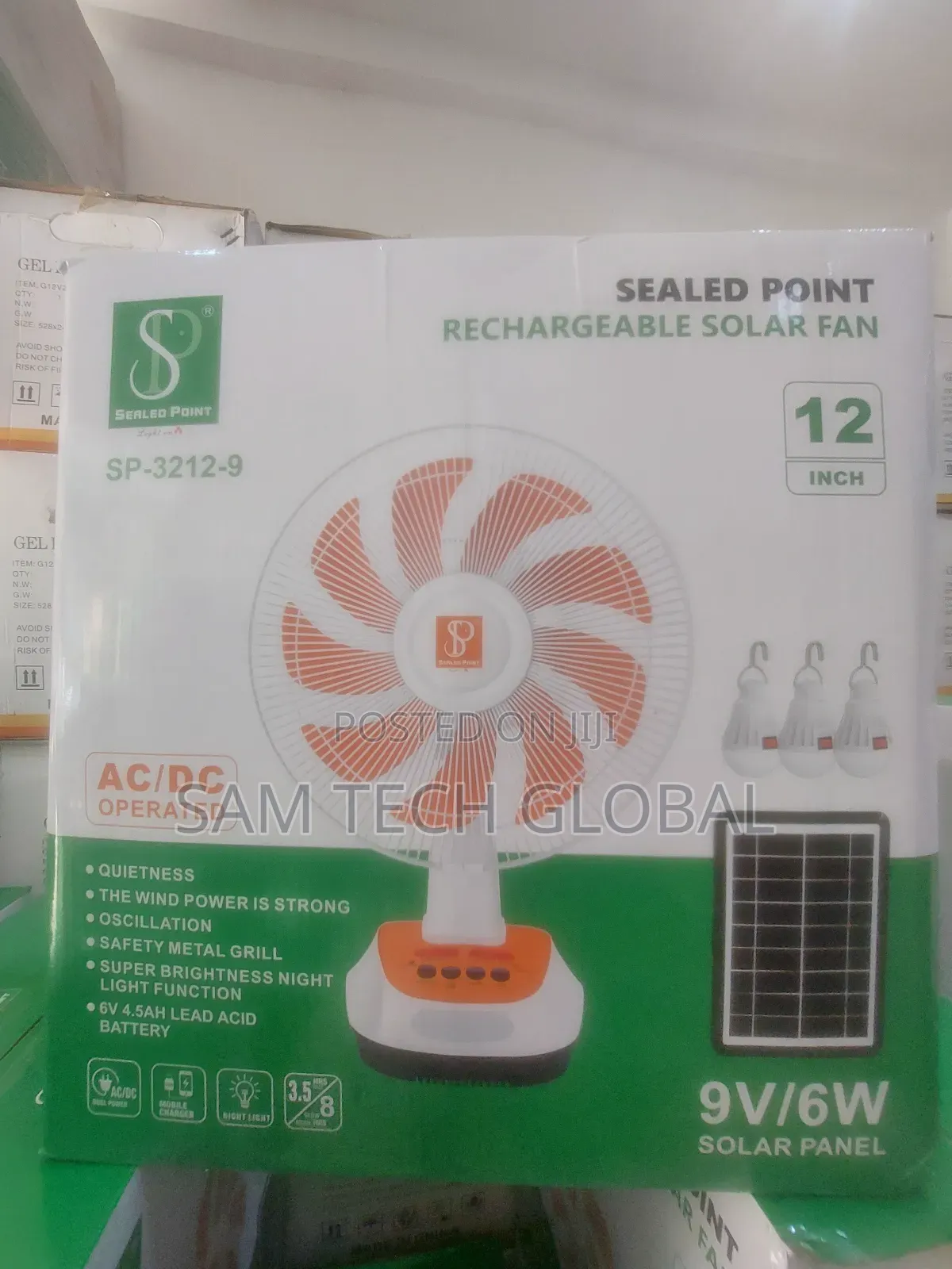 12 Inches 9 Blade Solar Powered Fan .