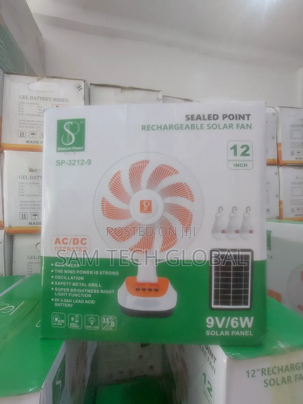 12 Inches 9 Blade Solar Powered Fan .