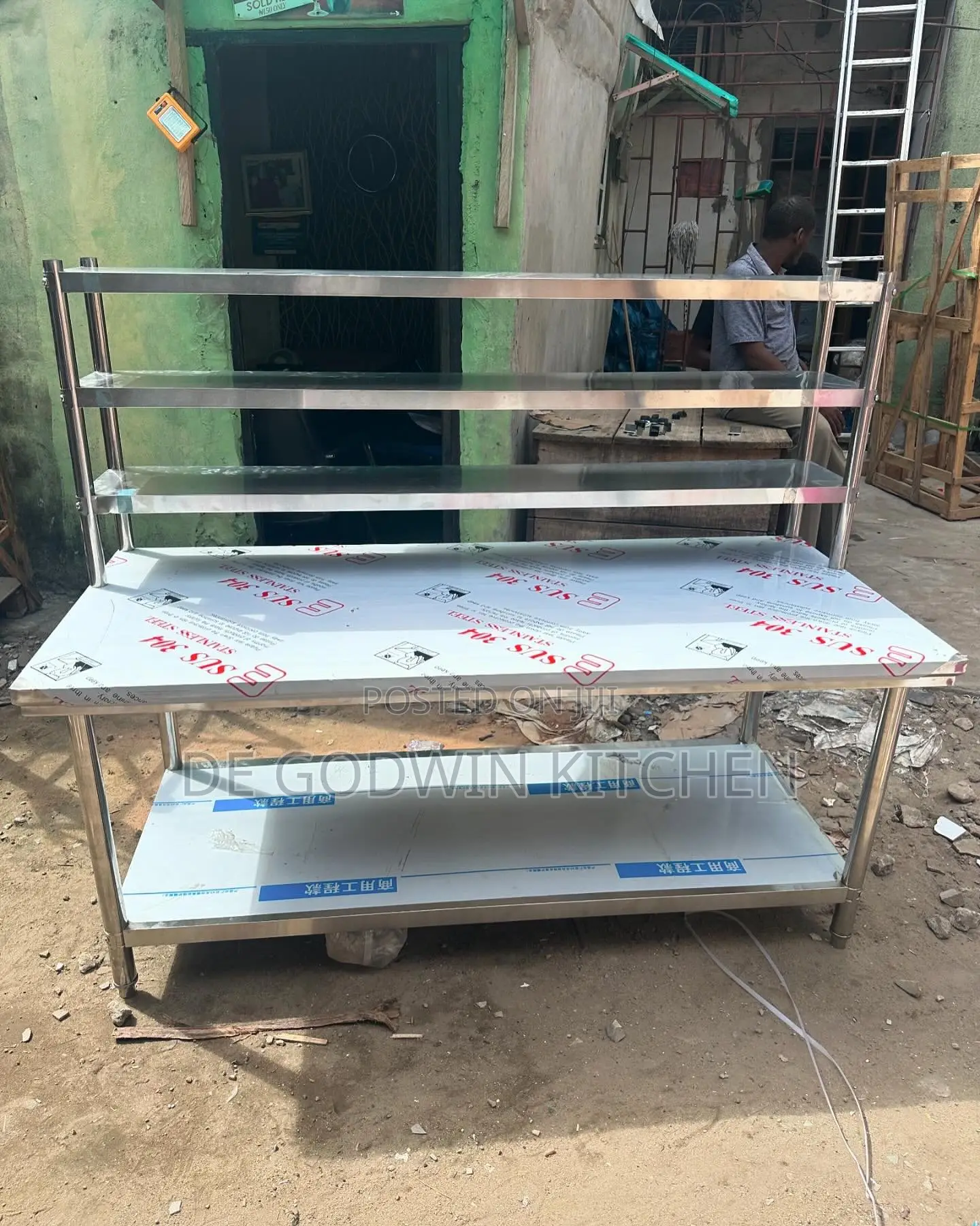 5ft Stainless Steel Table With Upper Shelve