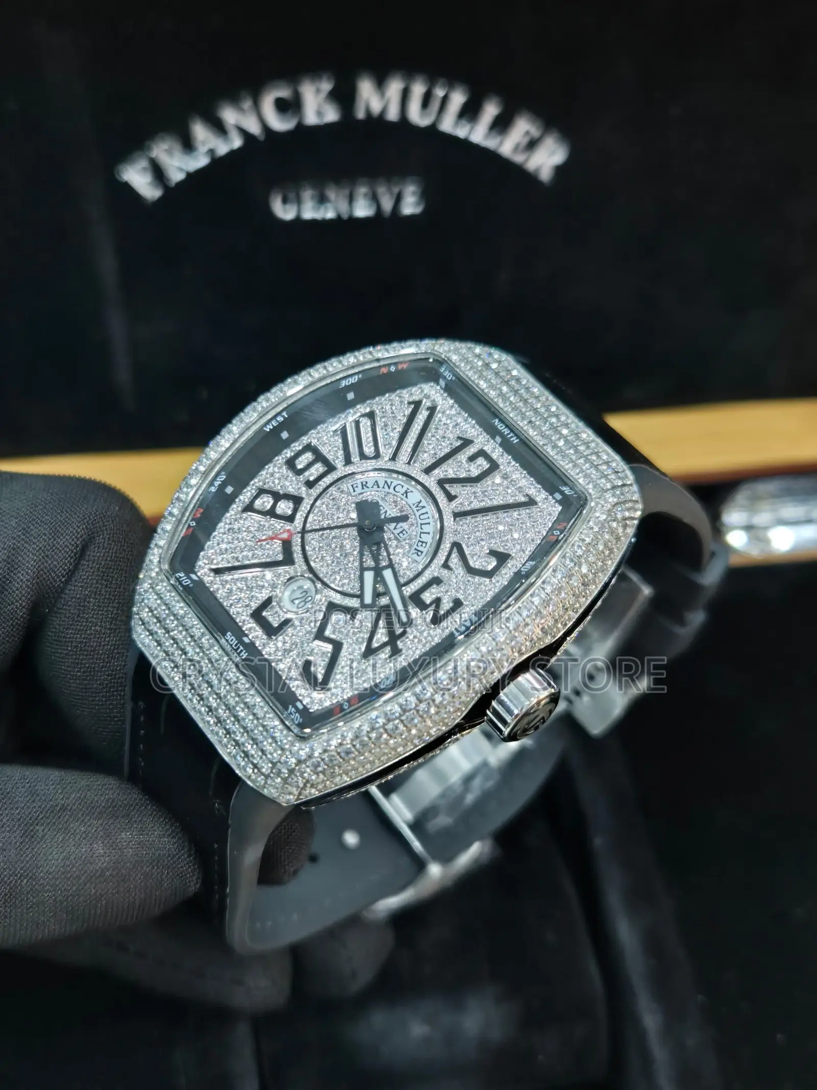 Franck Muller Iced Quality Men Genuine Leather Wristwatch
