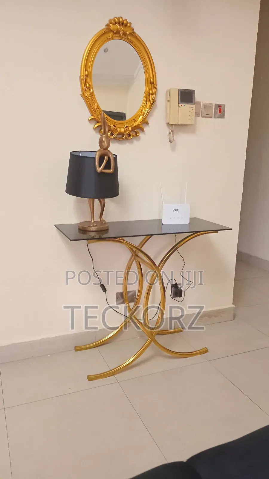 Channel Golden Stainless Steel Console Table
