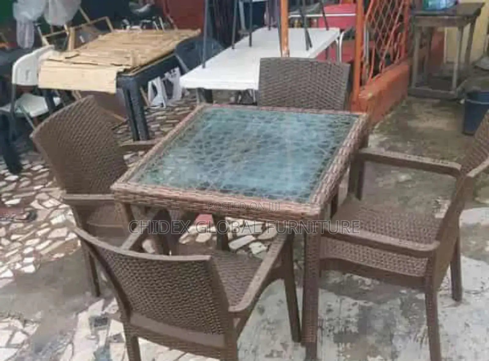 Outdoor Chairs and Table With Glass Top