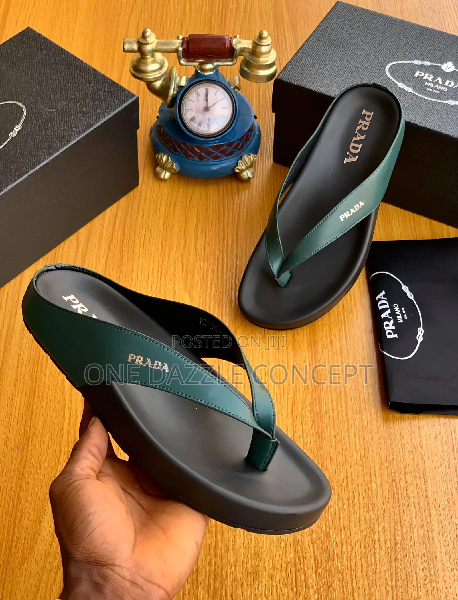 Prada Men Casual Leather Slippers
