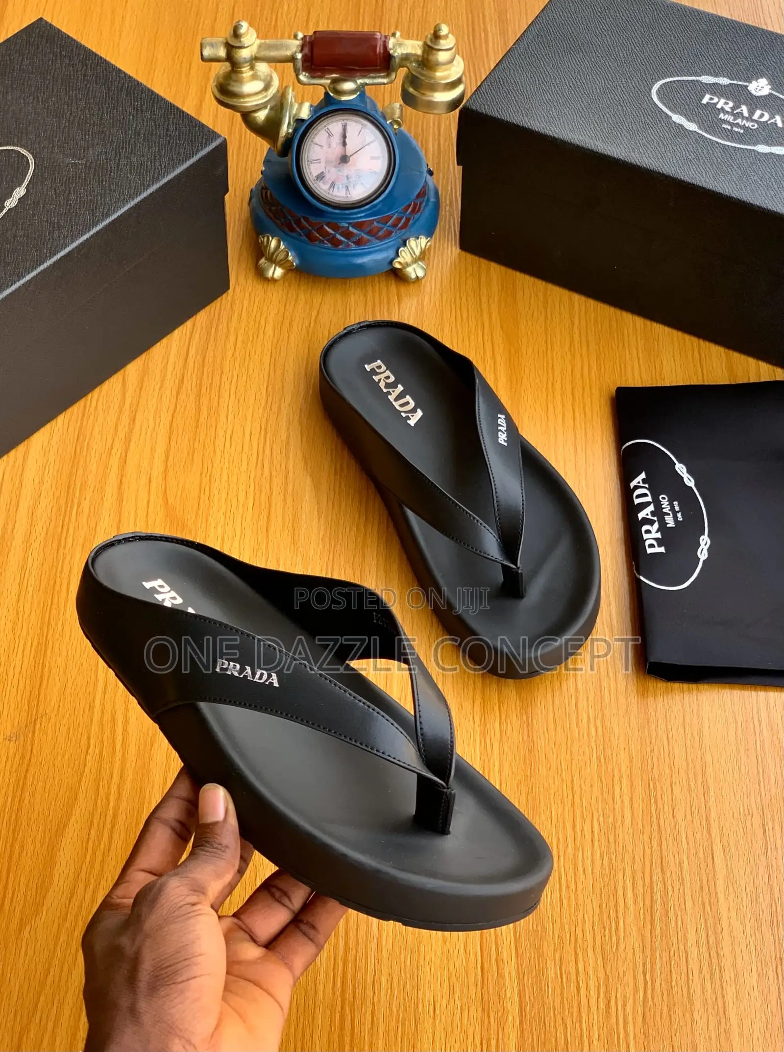 Prada Men Casual Leather Slippers