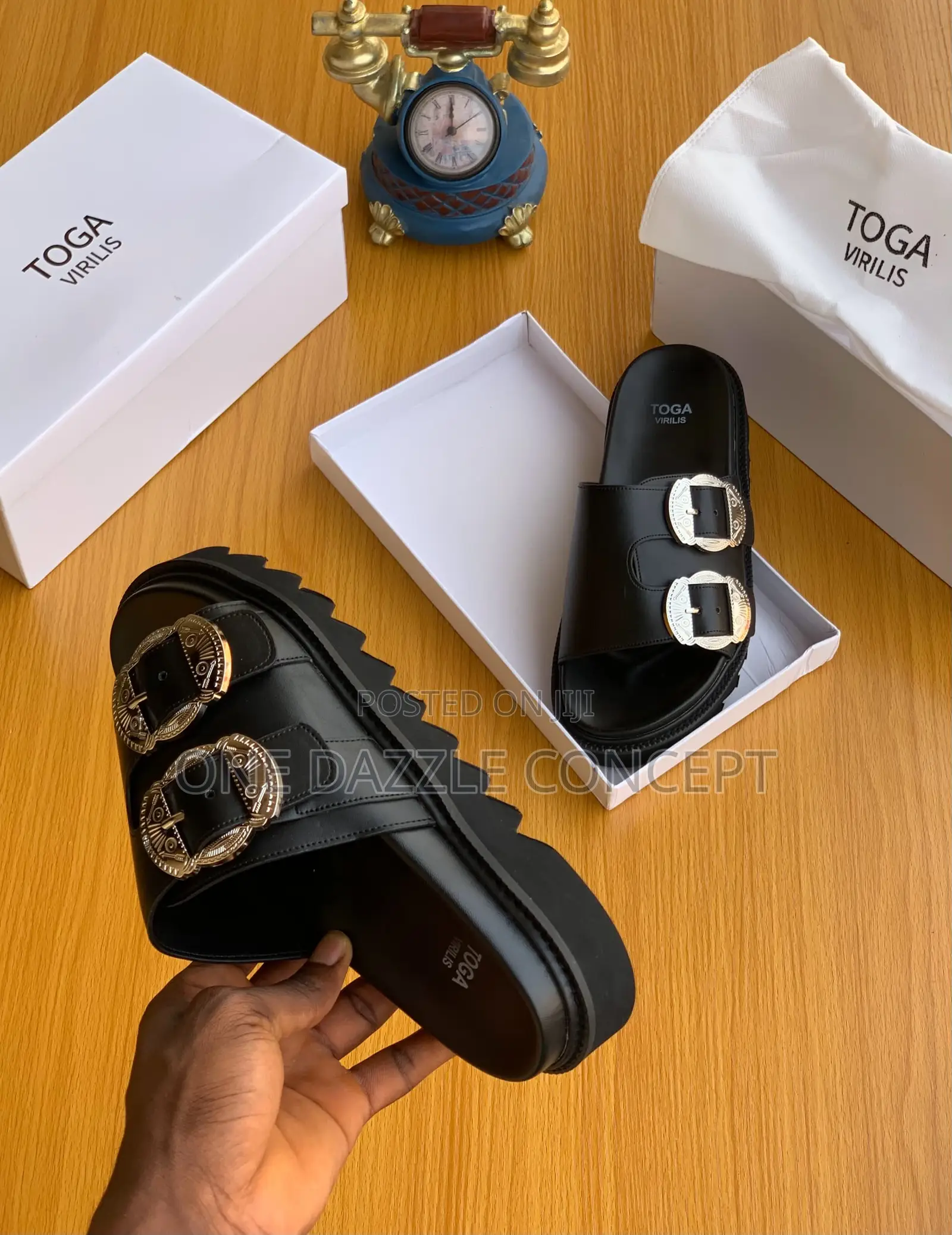 Toga Virilis Leather Slides/ Sandals