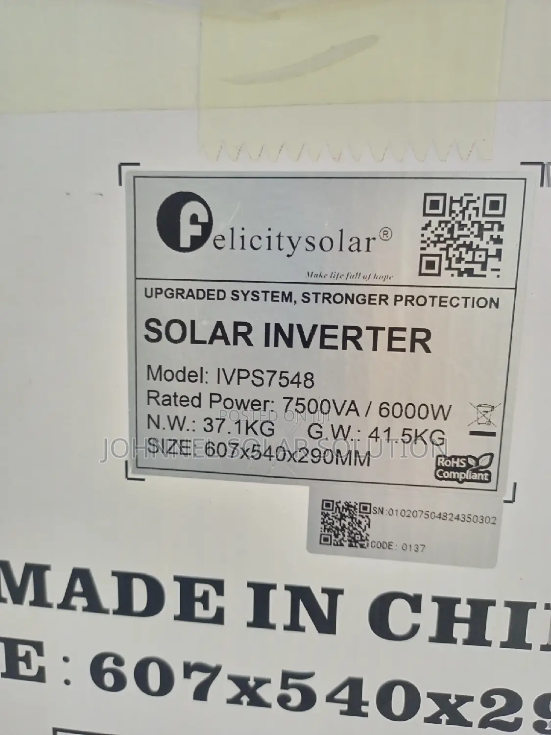 7.5kva 48volts Felicitysolar Inverter Ivps