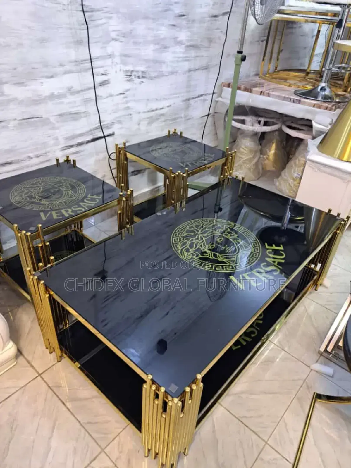 Glass Center Table and Stools