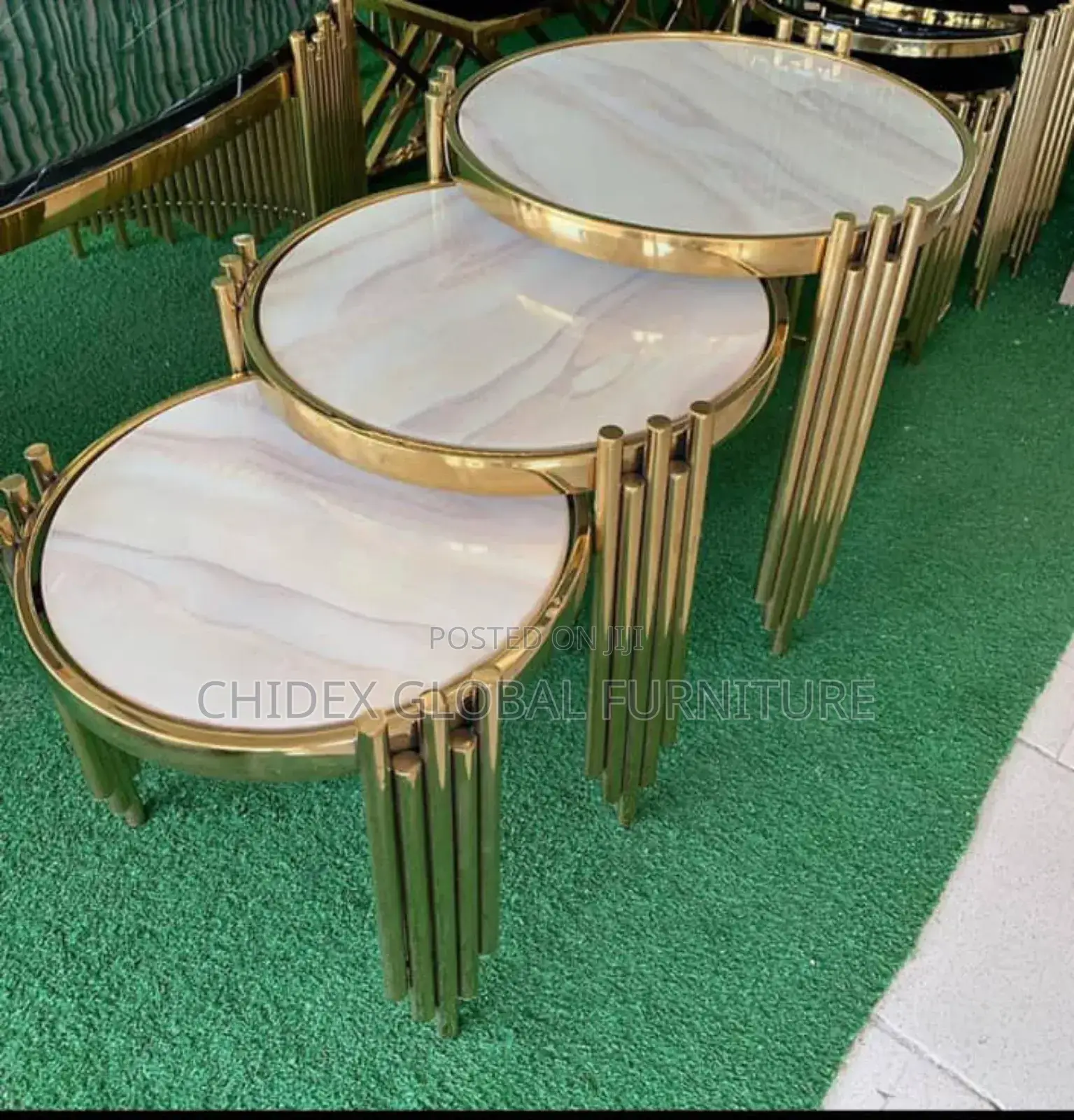 Marble 3 in 1 Stools With Metal Leg