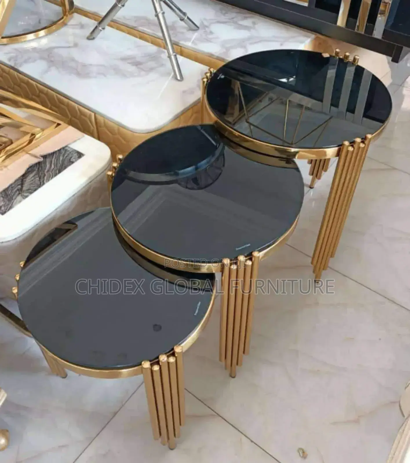 Marble 3 in 1 Stools With Metal Leg