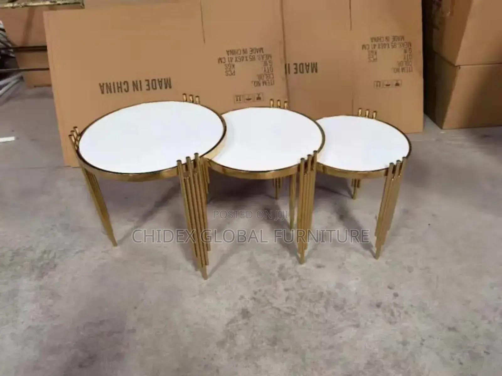 Marble 3 in 1 Stools With Metal Leg