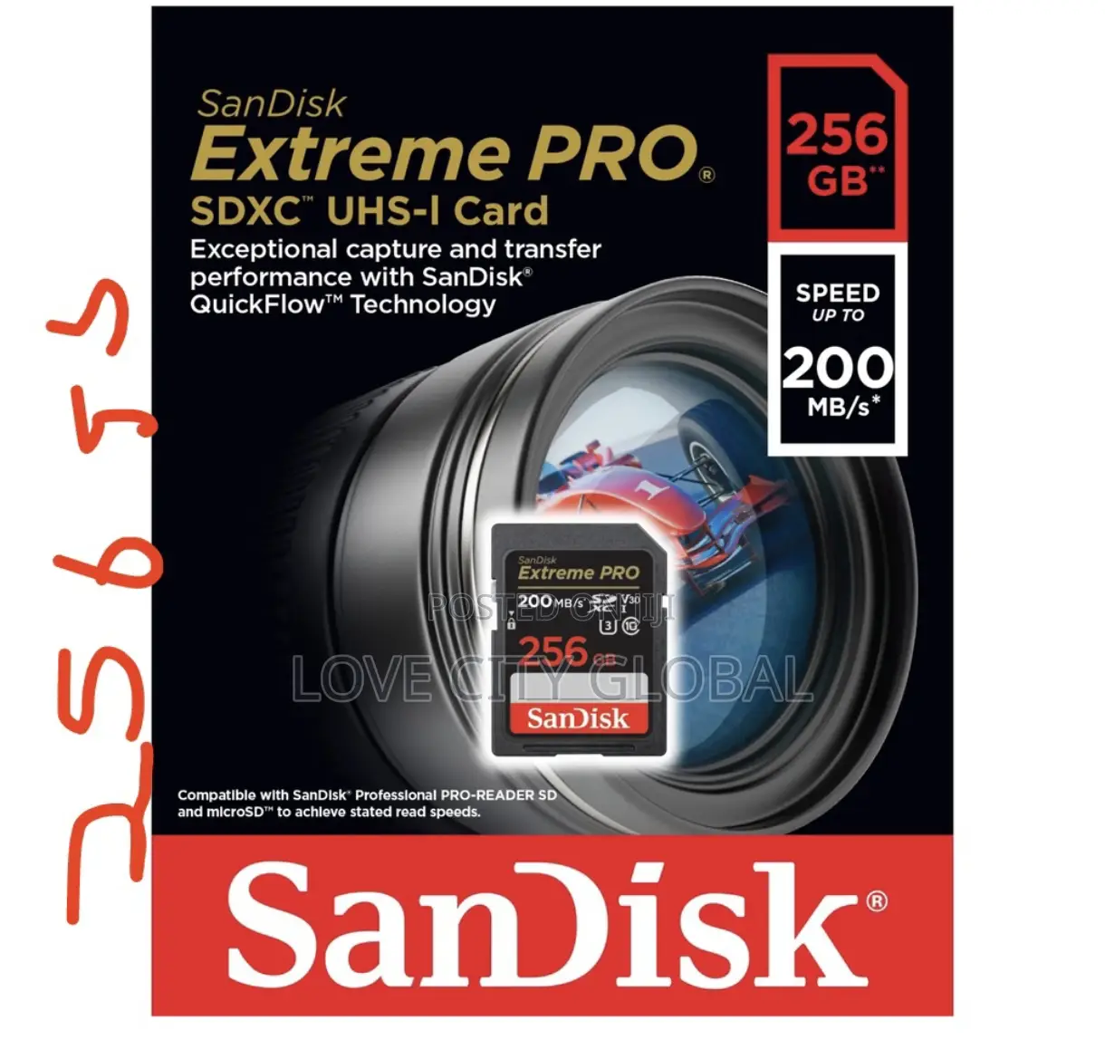 Sandisk 256GB SDXC 200mb/S Extreme PRO Camera Memory Card