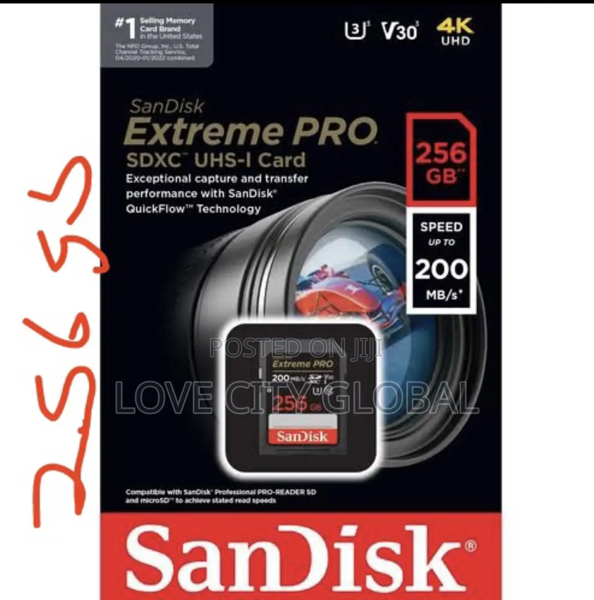 Sandisk 256GB SDXC 200mb/S Extreme PRO Camera Memory Card