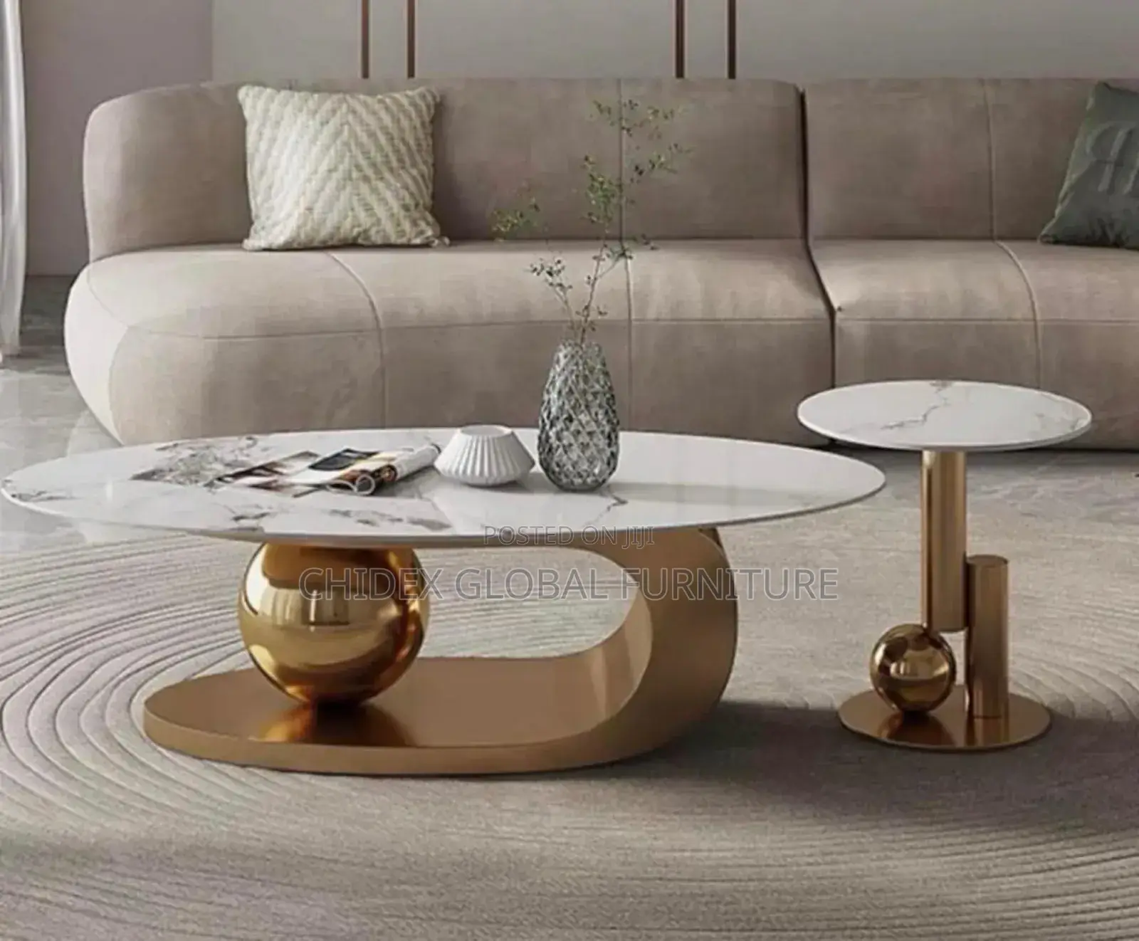 Simple Marble Coffee Table and Stool