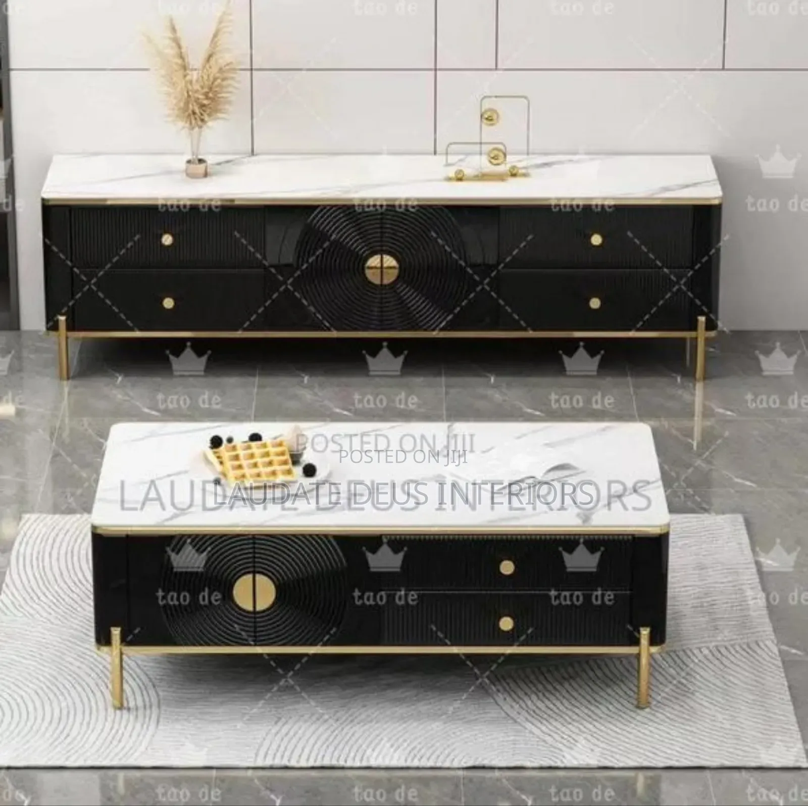 New Classic Marble Top Center Table With Tv Console
