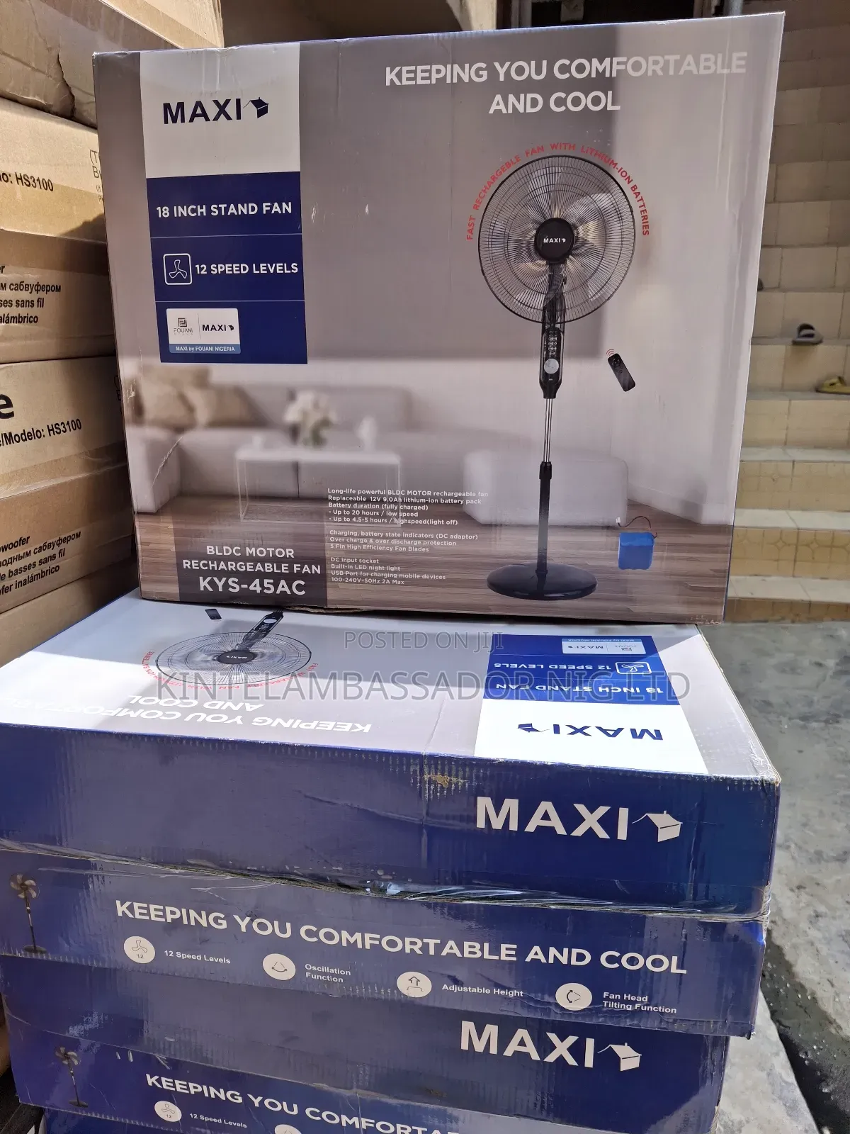 18"" Maxi Rechargeable Fan