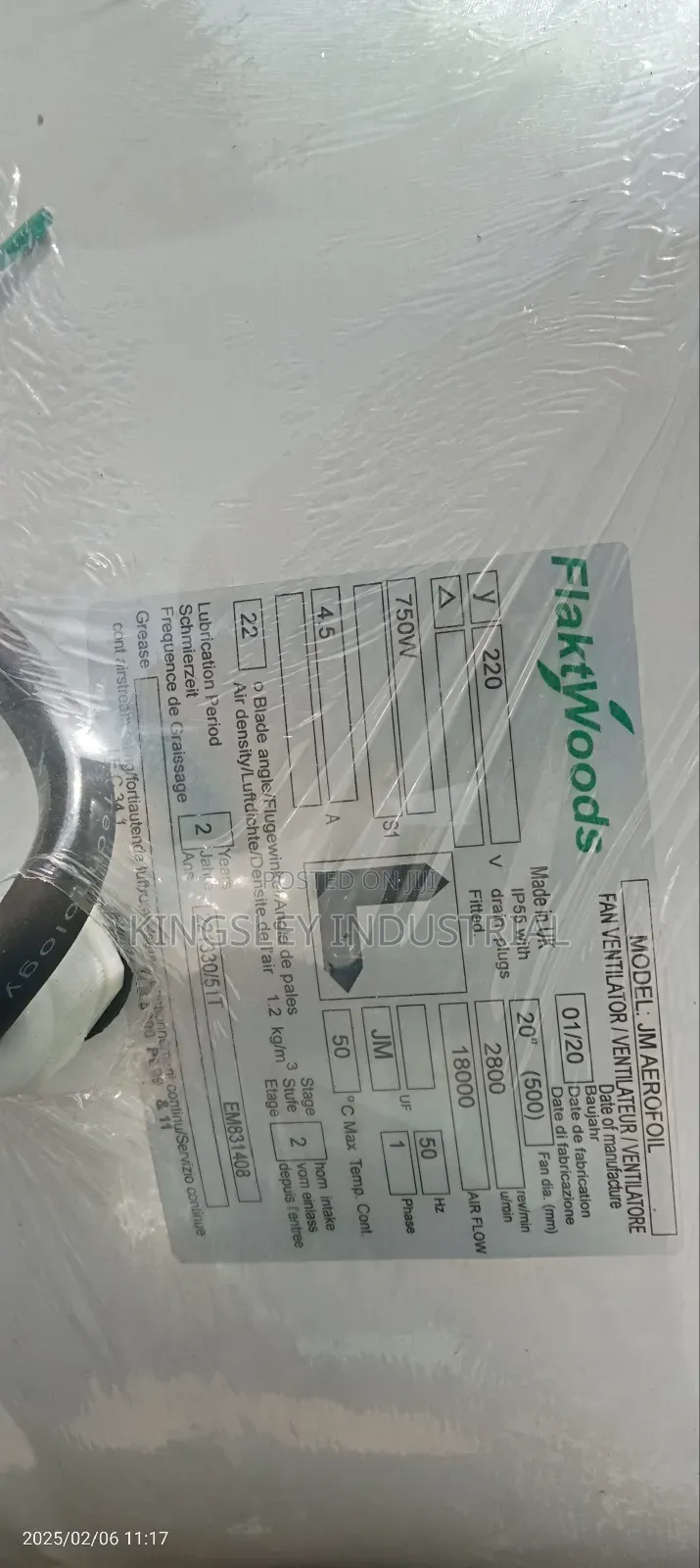 Extractor Fan 19inches 750w 220v 1800-Air Flow