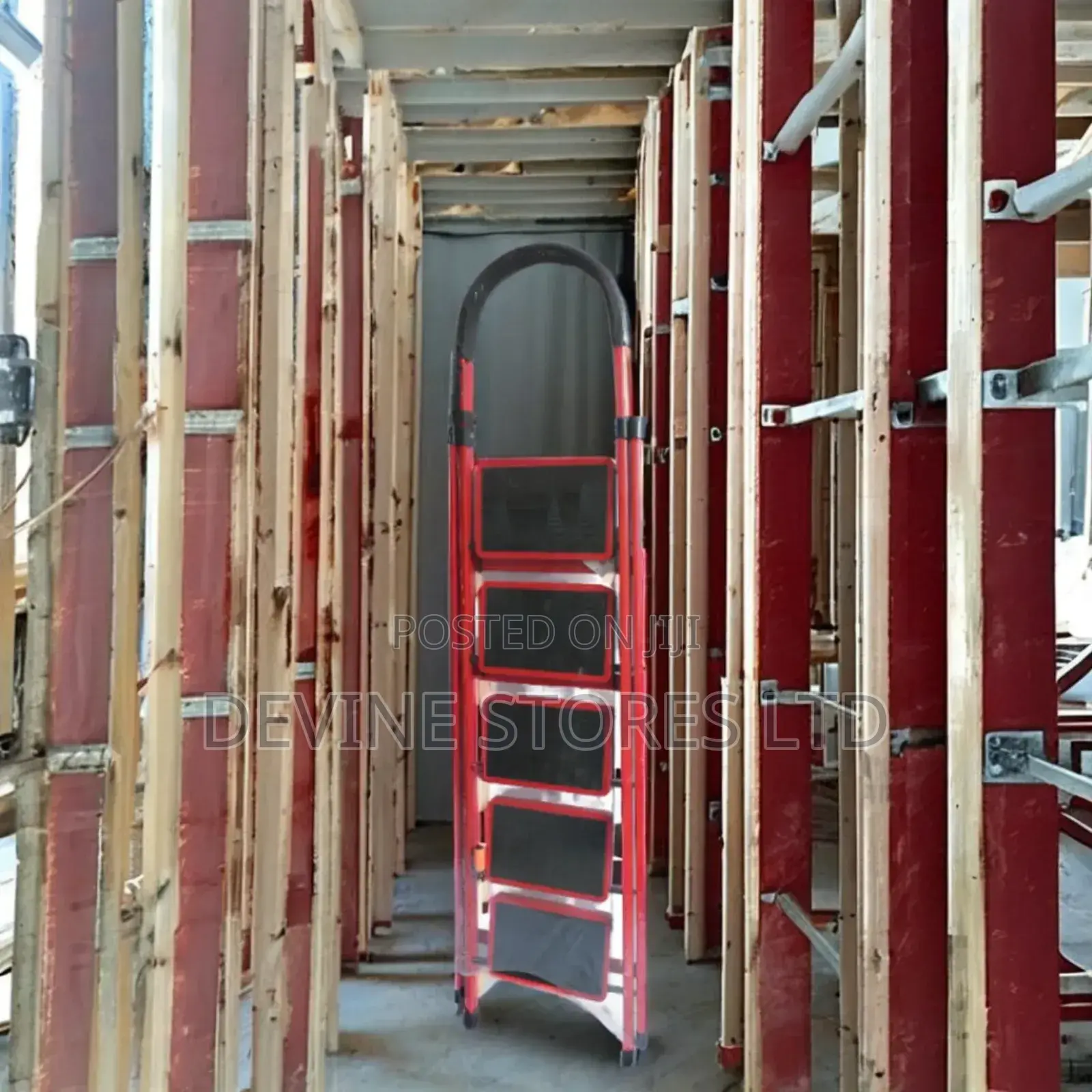 5 Steps Aluminum Red Ladder