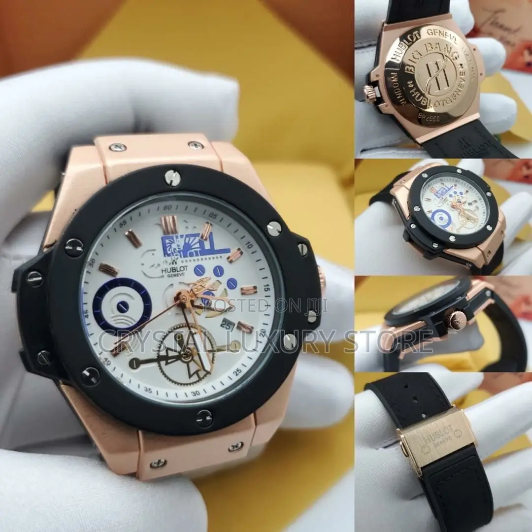 Hublot Quality Men Genuine Leather Strap Wristwatch
