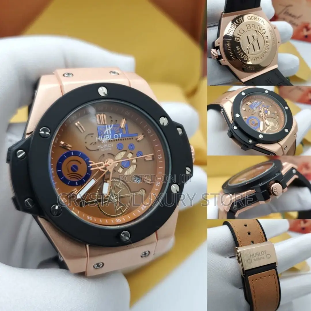 Hublot Quality Men Genuine Leather Strap Wristwatch