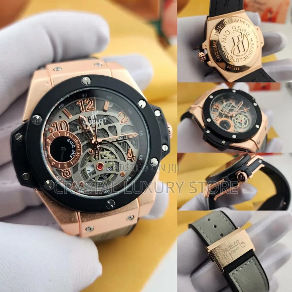 Hublot Quality Men Genuine Leather Strap Wristwatch