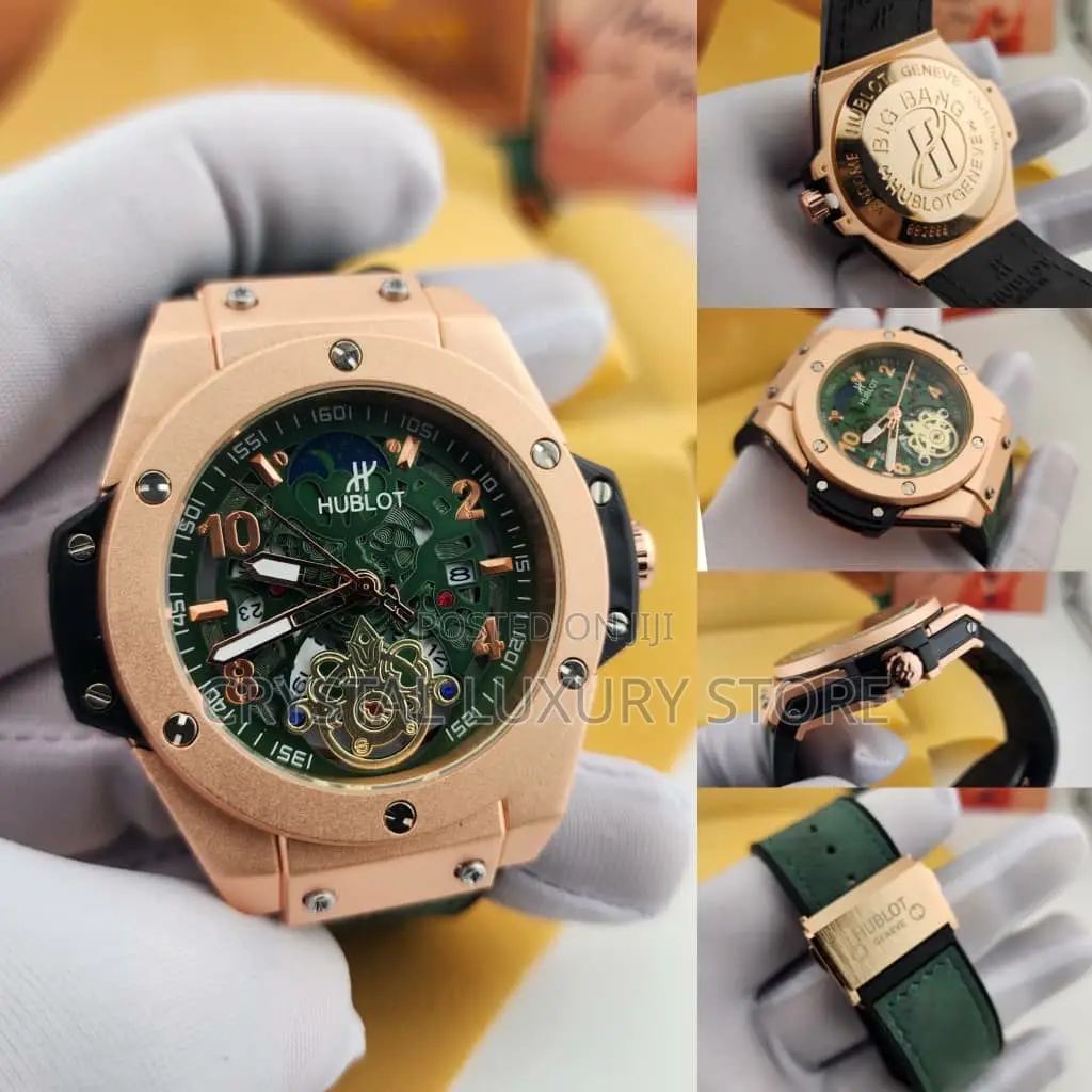 Hublot Quality Men Genuine Leather Strap Wristwatch