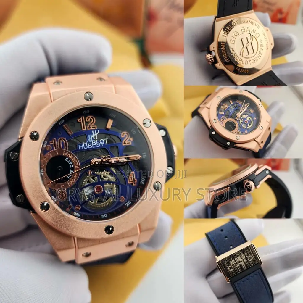 Hublot Quality Men Genuine Leather Strap Wristwatch