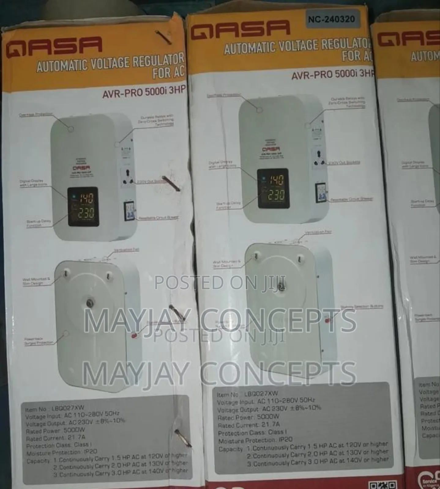 Qasa 3hp Wall Stabilizer for Ac,Fridge and Freezer-5000w