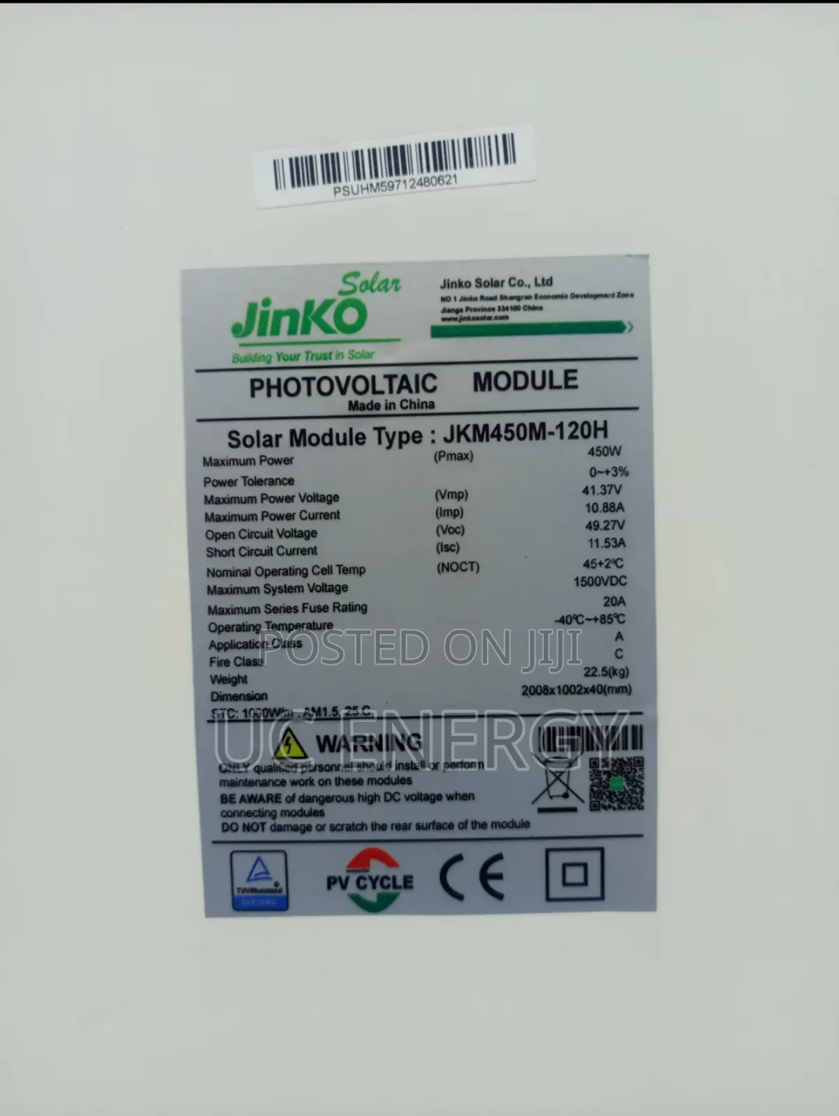 450w Jinko Solar Panel