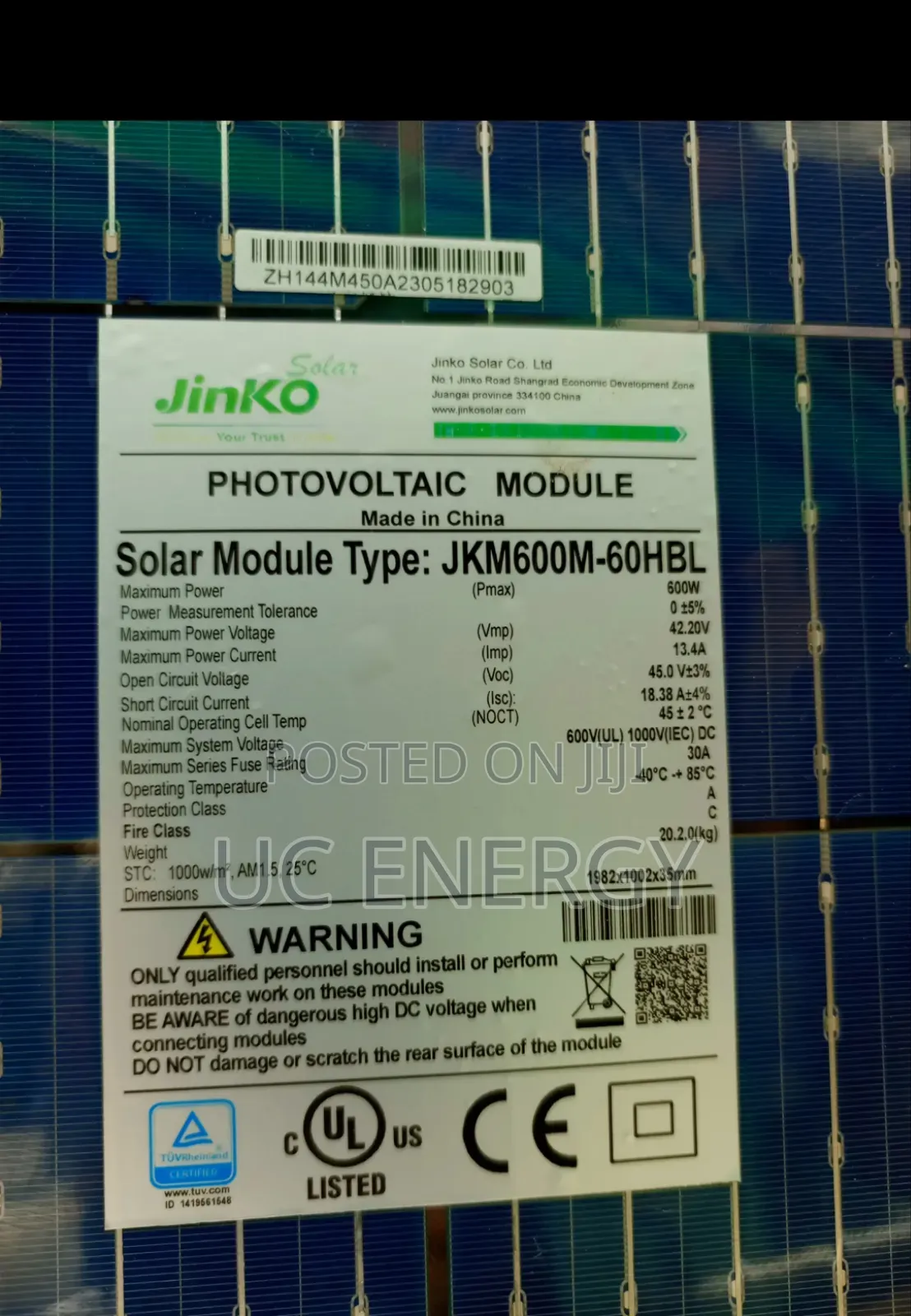 600w Jinko Solar Panel