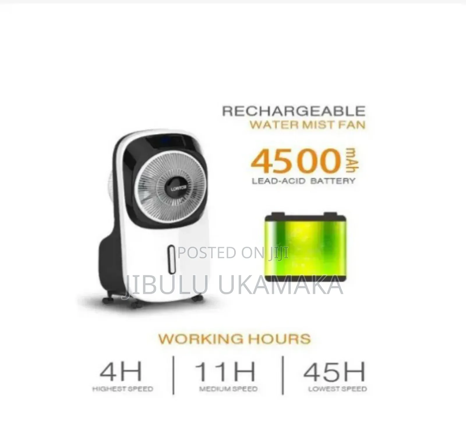Lontor Rechargeable Mist Air Cooler With Remote and Wheels