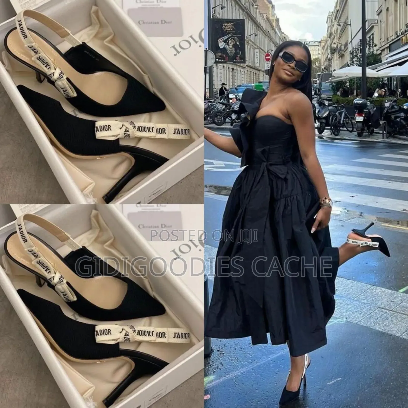 Dior Slingback Shoes Nude/Black/Wine 37/40