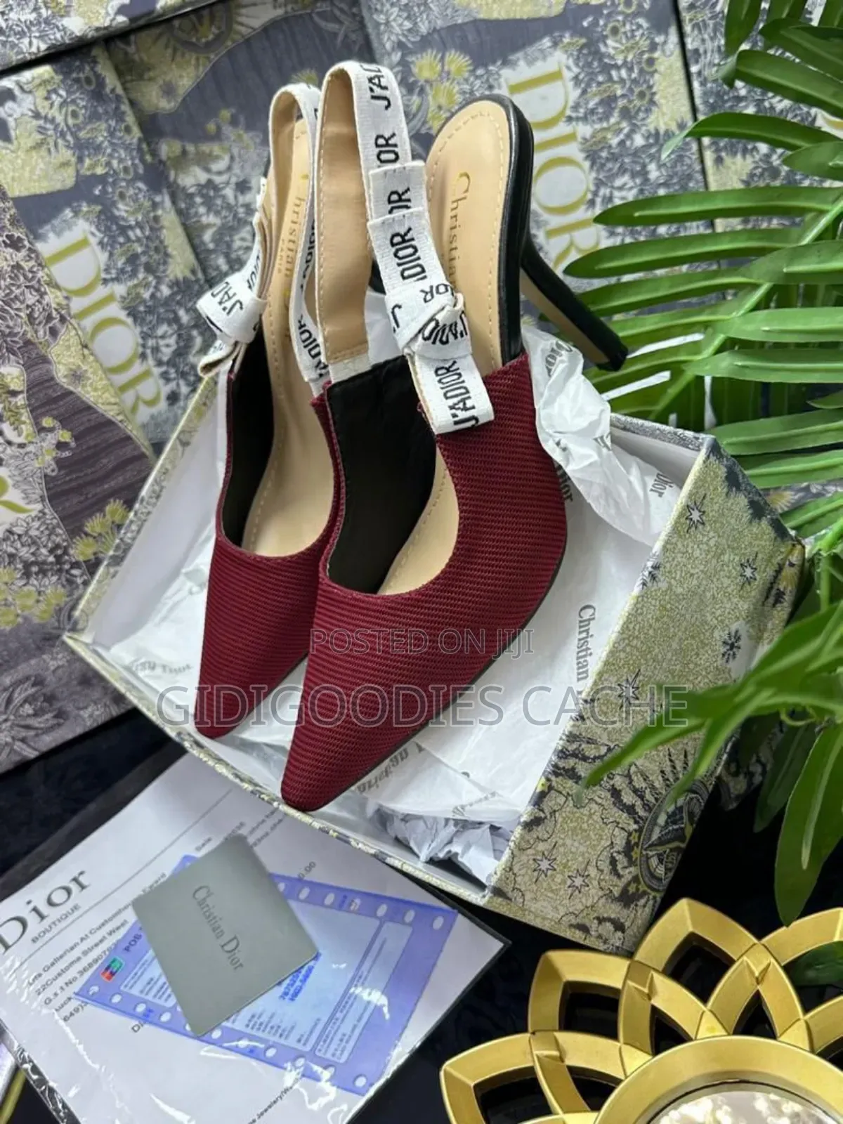 Dior Slingback Shoes Nude/Black/Wine 37/40