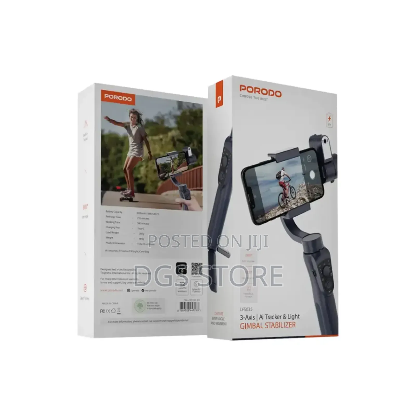 Porodo LFS035 3 Axis/Ai Tracker Light Gimbal Stabilizer
