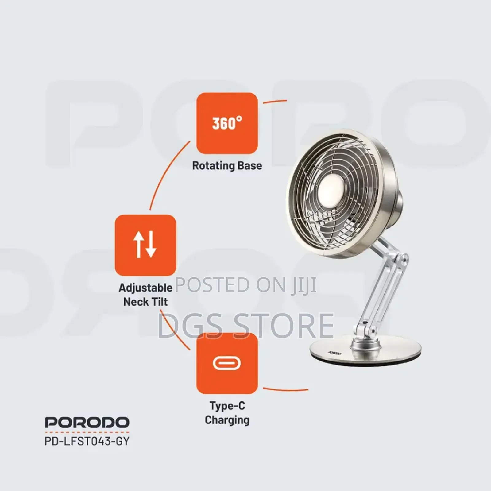 Porodo LFS043 Metal Desk Fan