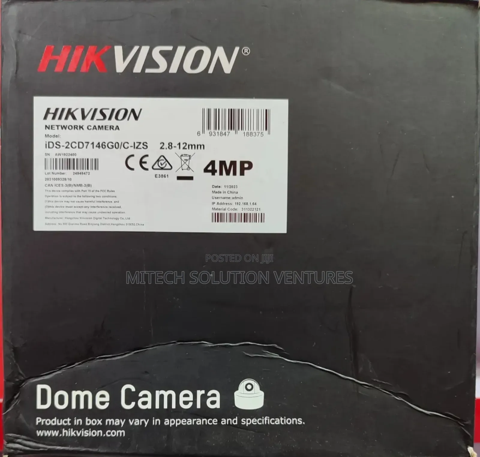 Hikvision DS-2CD7146G0/C-IZS 4MP Network Dome Camera