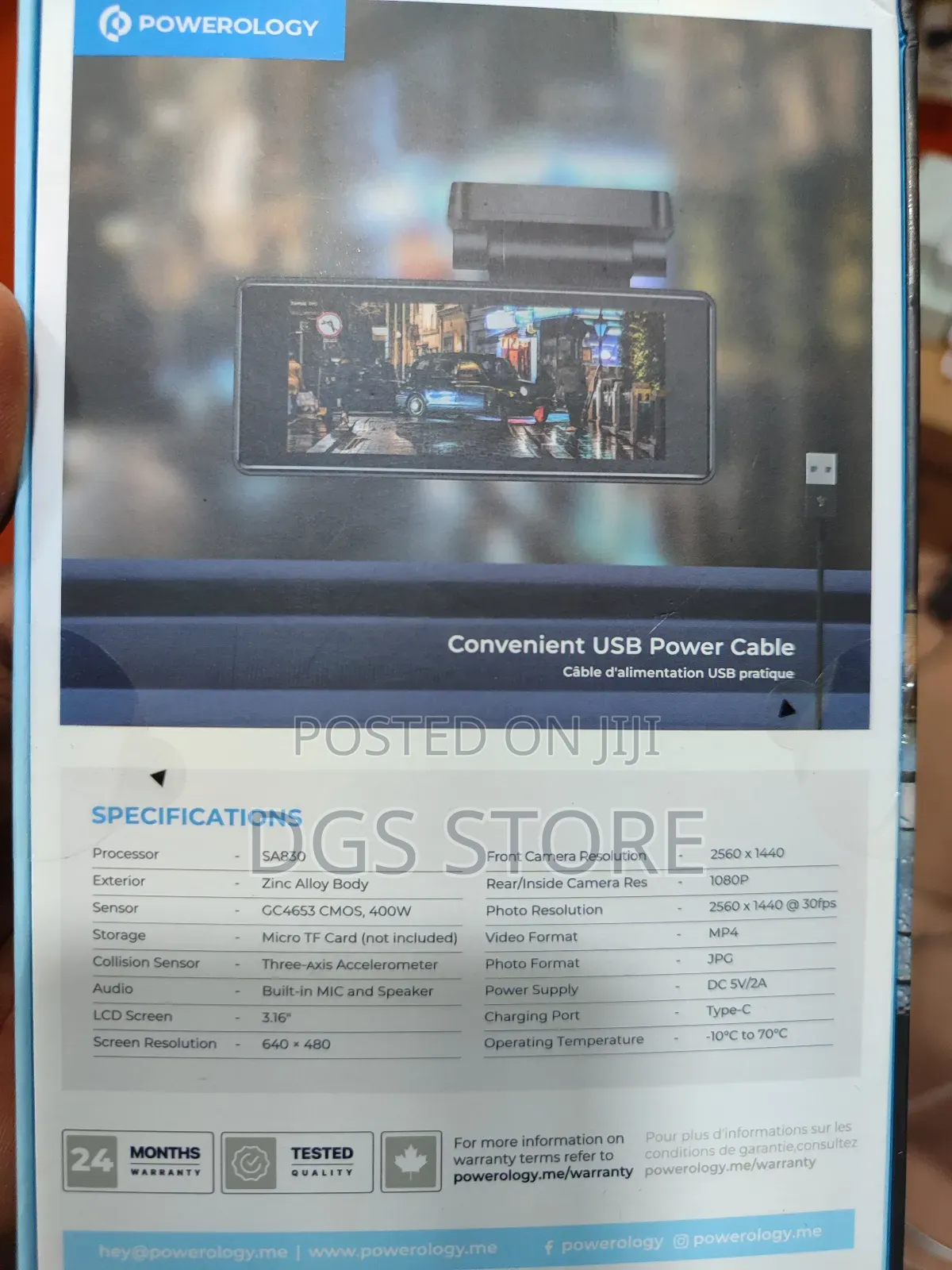 Powerology Cam2k1 Dual Recording Dash Camera
