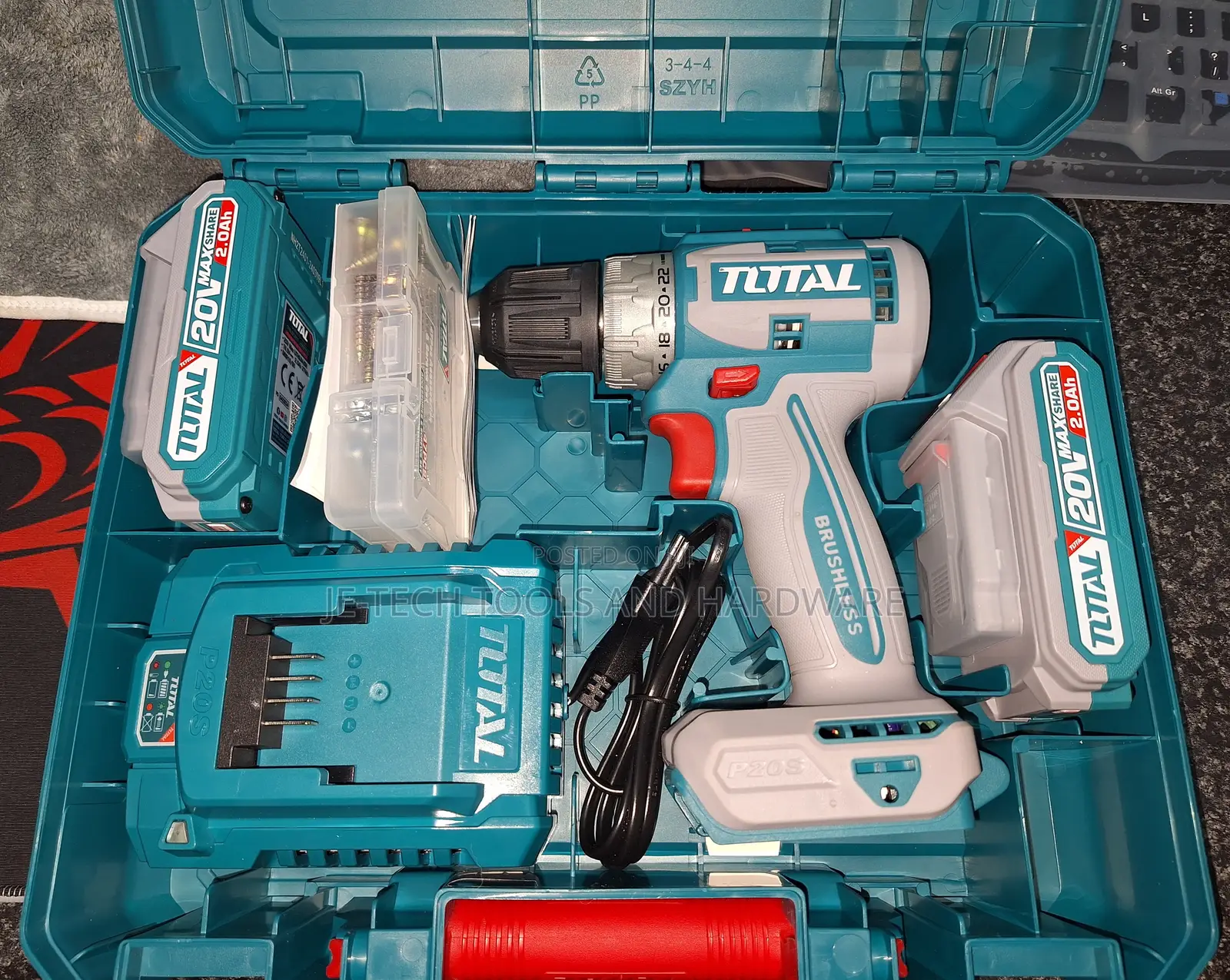 Total Brushless Cordless Drill Kit With 2x 2ah Batteries