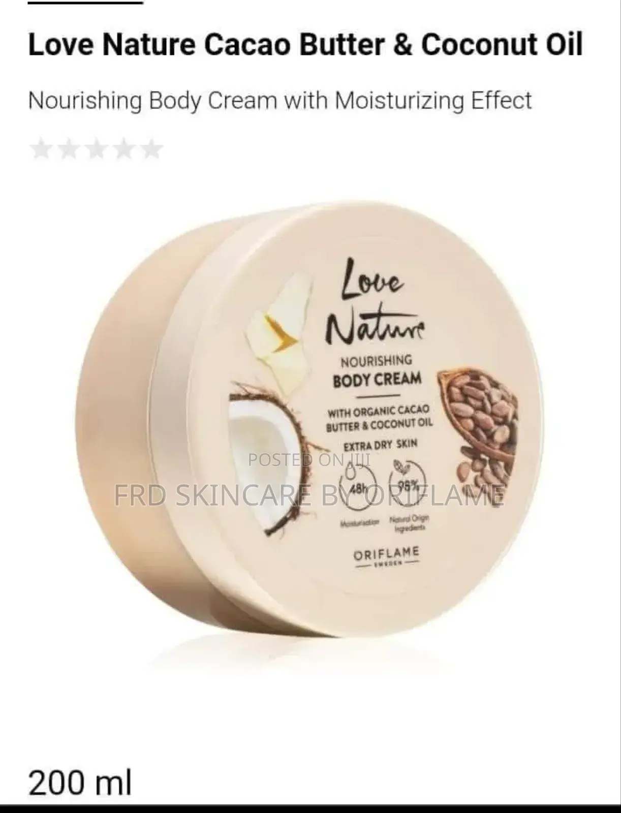 Nourishing Body Cream With Organic Cacao Butter Coconut