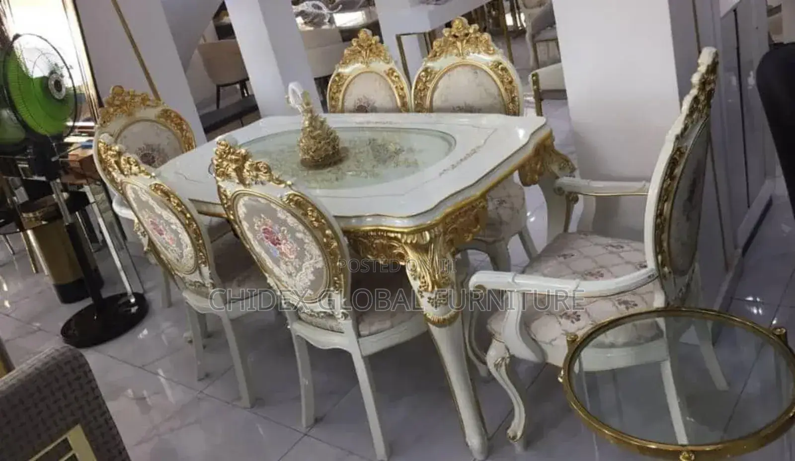 Royal Wooden Dining Table With Center Glass
