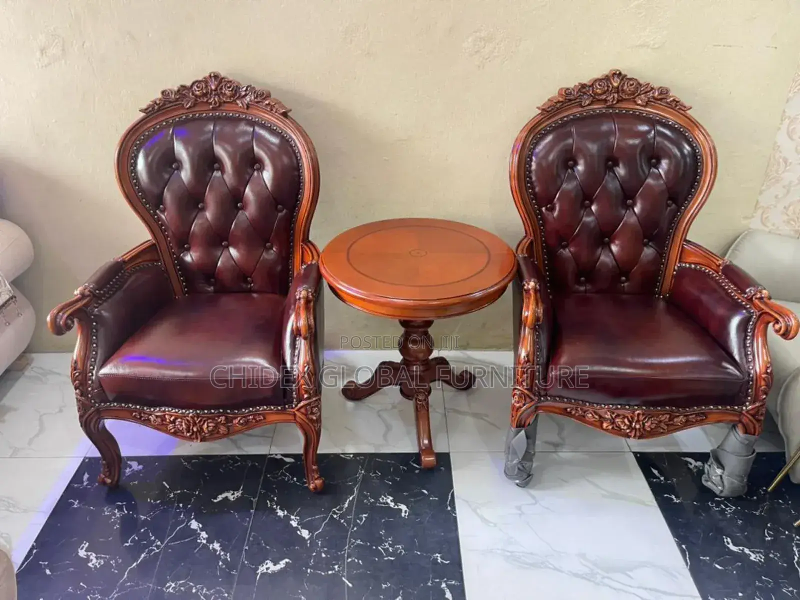 Contemporary Leather Chair and Table