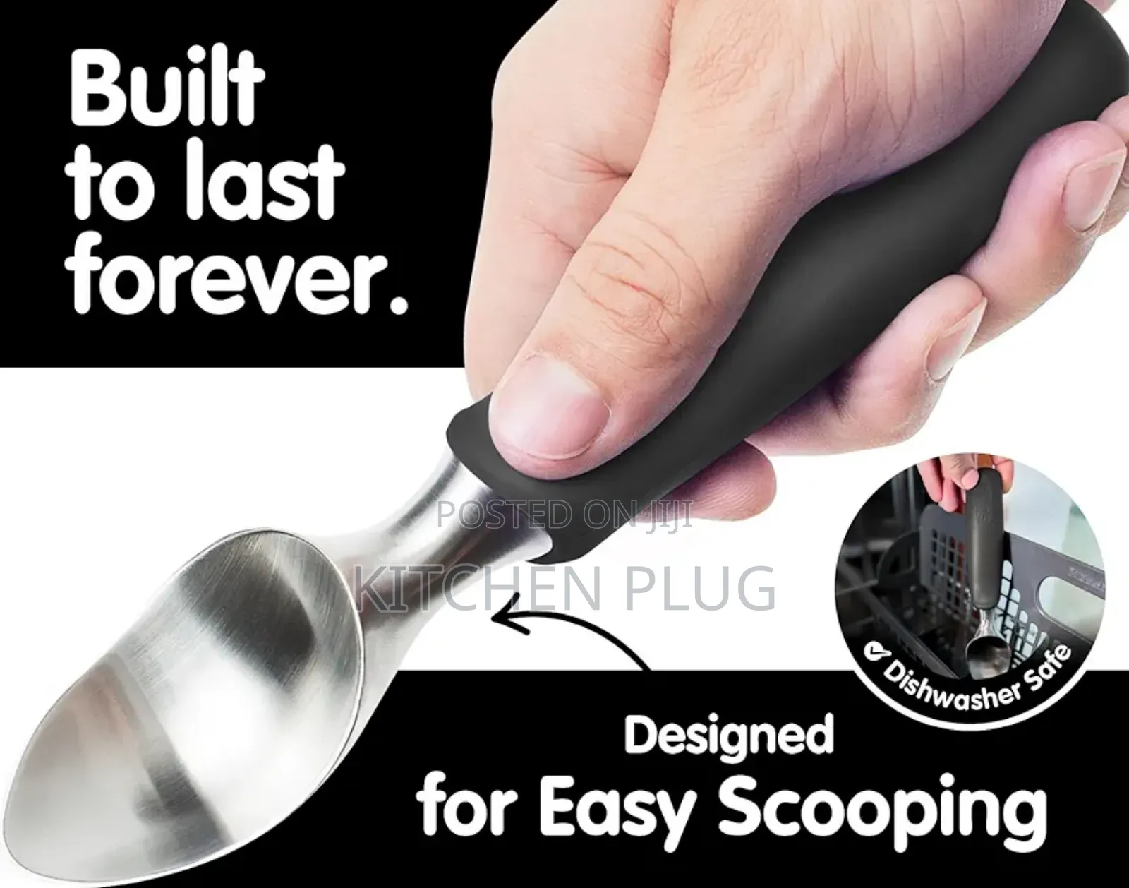Ice Cream Scooper With Comfortable Handle Black