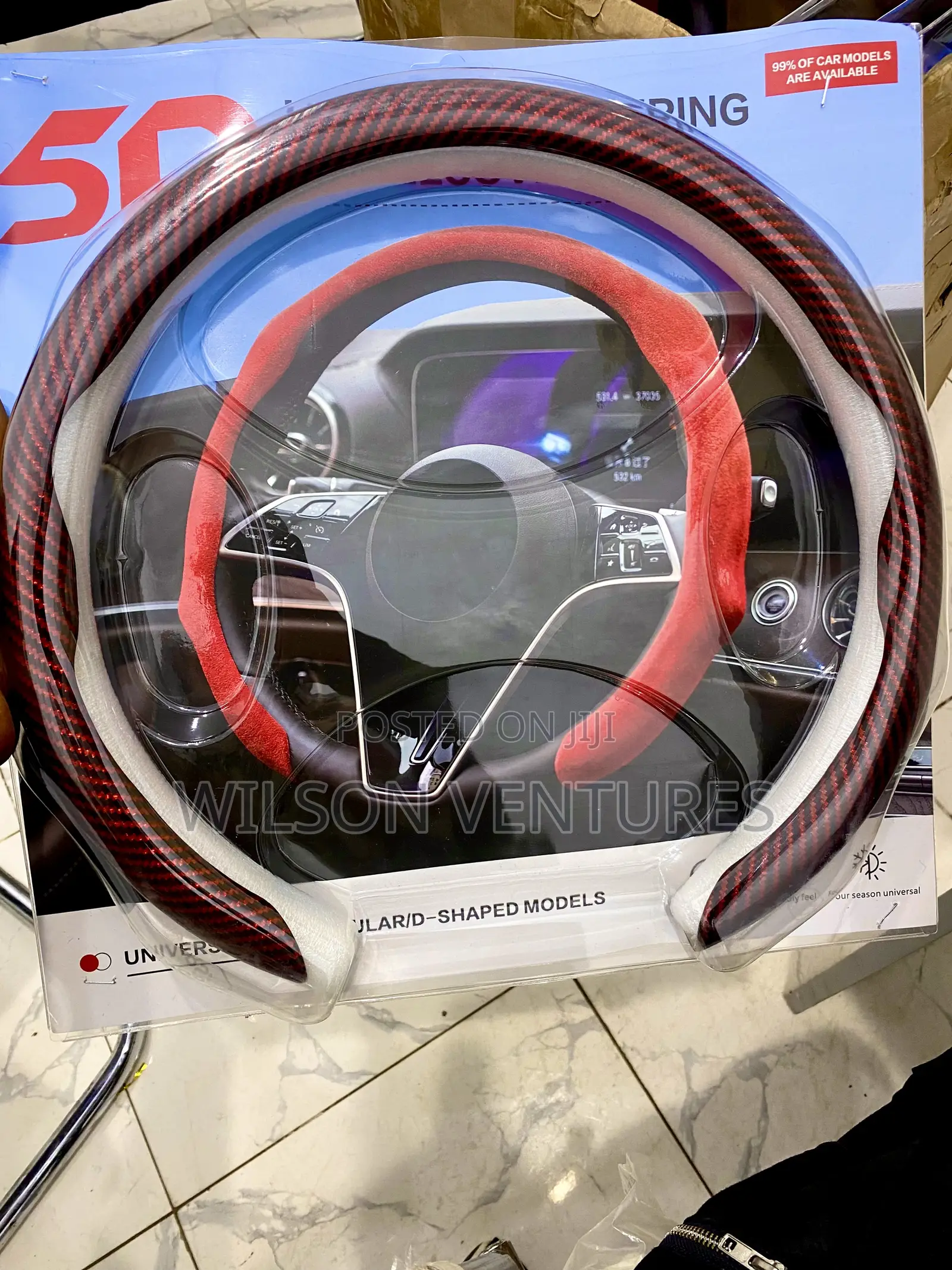 Red Touch of Black Steering Wheel Grip Cover