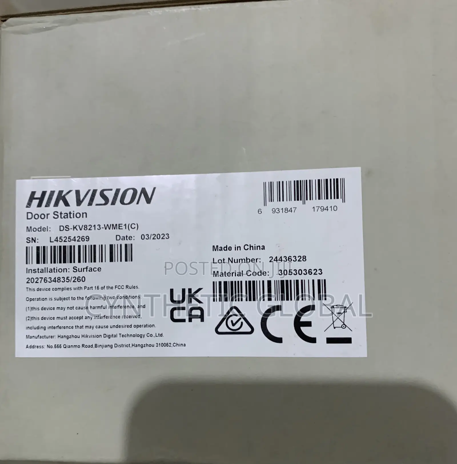 Ds-Kv8213-Wme1 Hikvision Video Intercom Poe Door Station