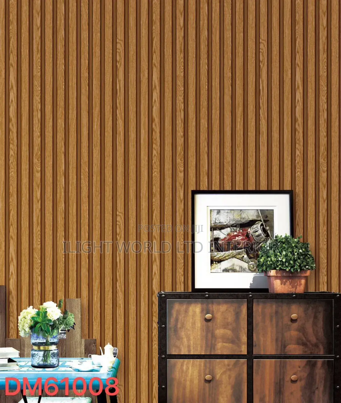 Ash and Brown Fluted Wallpaper
