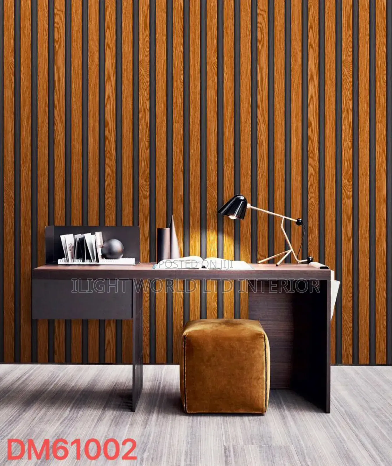 Ash and Brown Fluted Wallpaper