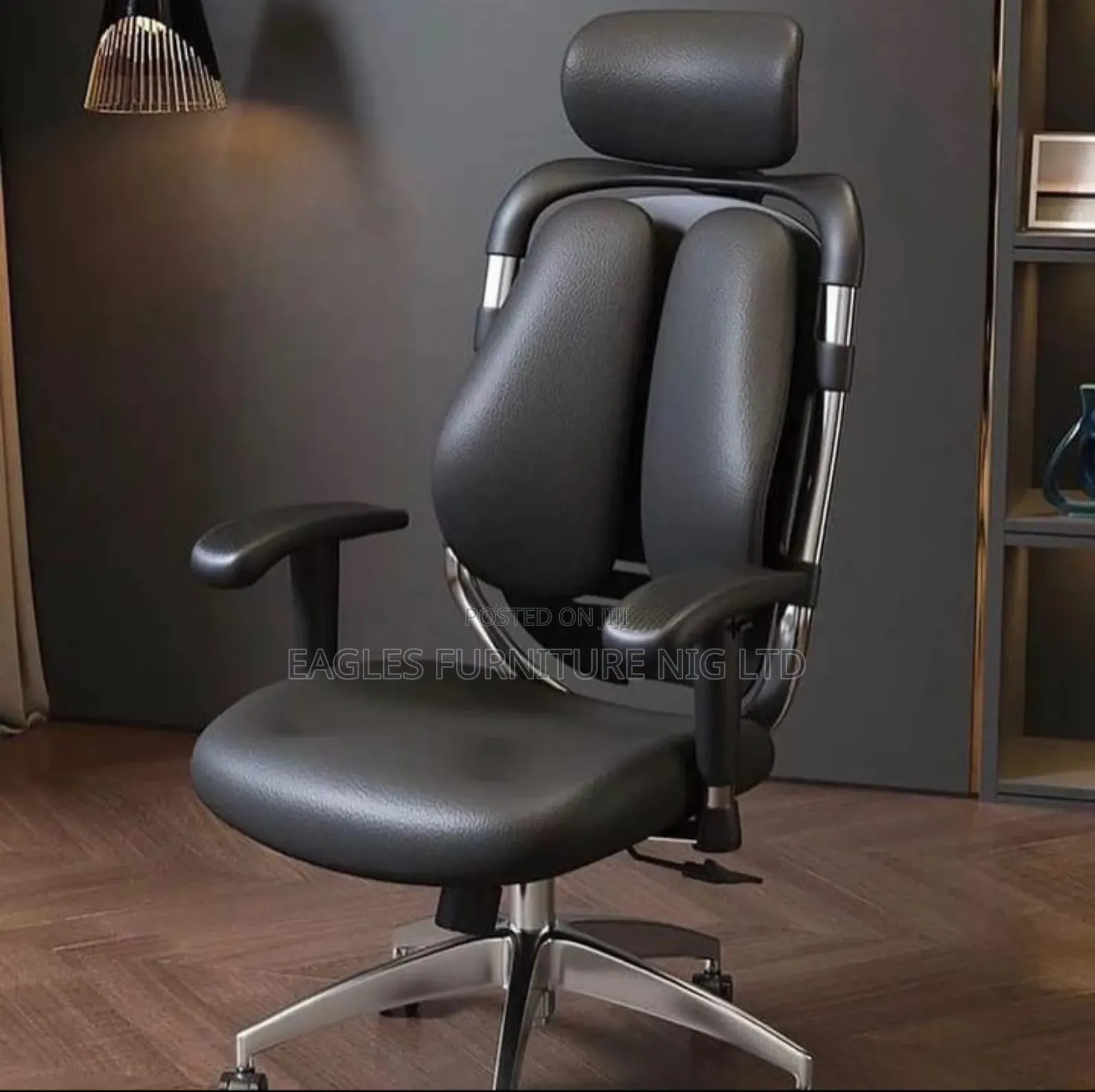 100% Pure Leather Swivel Kidney Chair