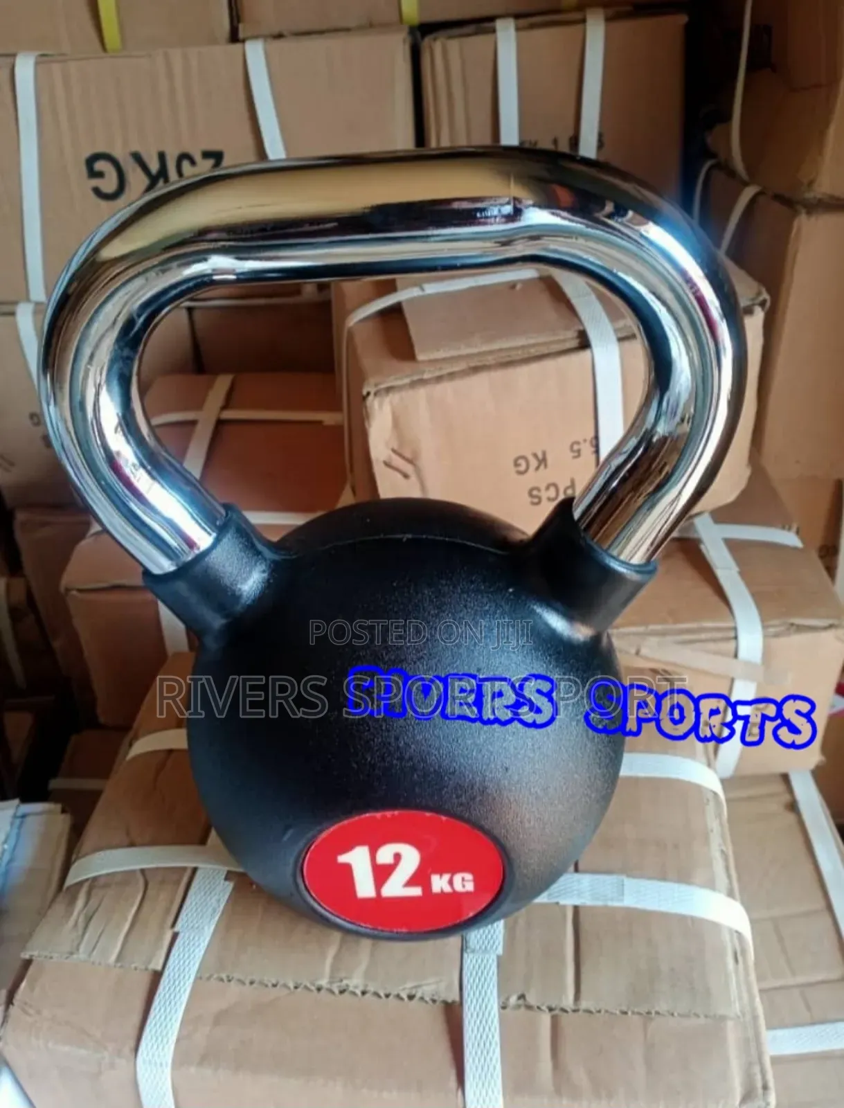 12kg Rubber Coated Cast Iron Kettlebell With Chrome Handle