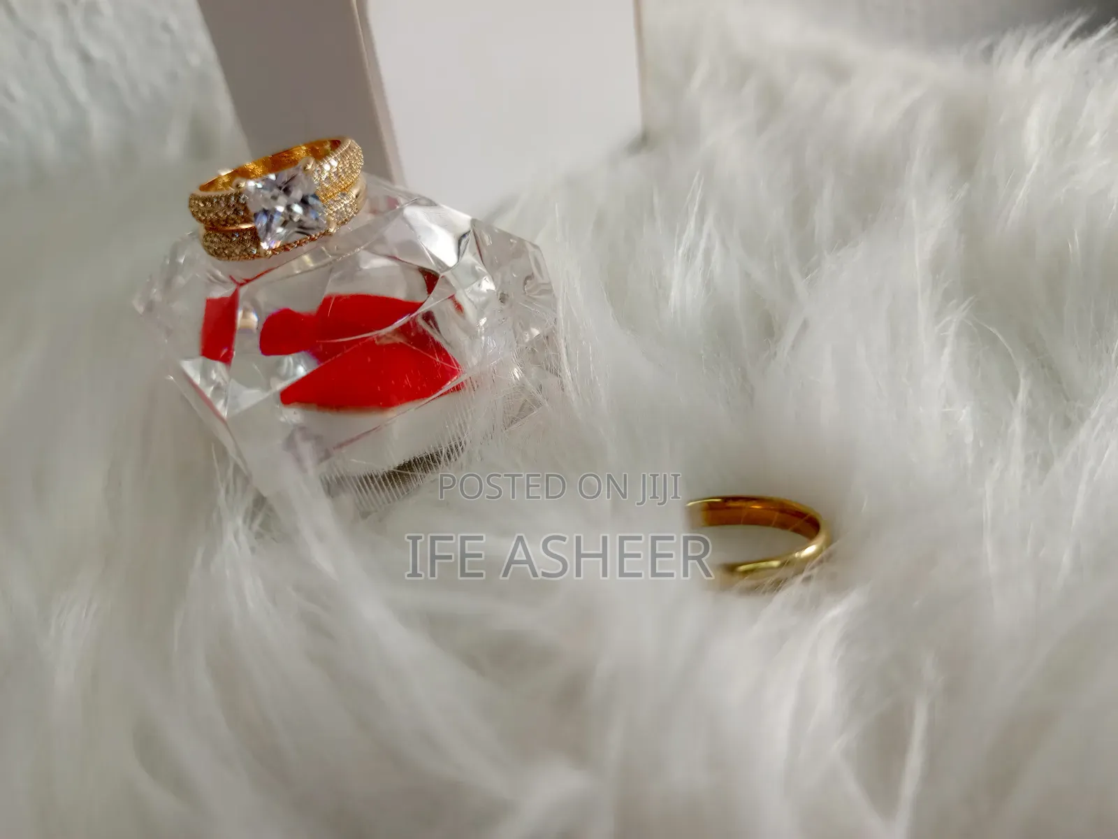 Zirconia Couples Set of Wedding Ring ZW 0002 - Gold