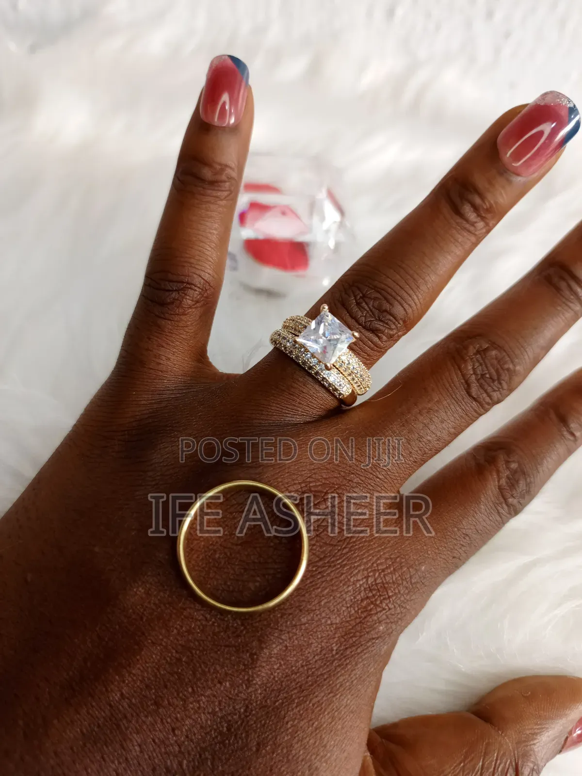 Zirconia Couples Set of Wedding Ring ZW 0002 - Gold