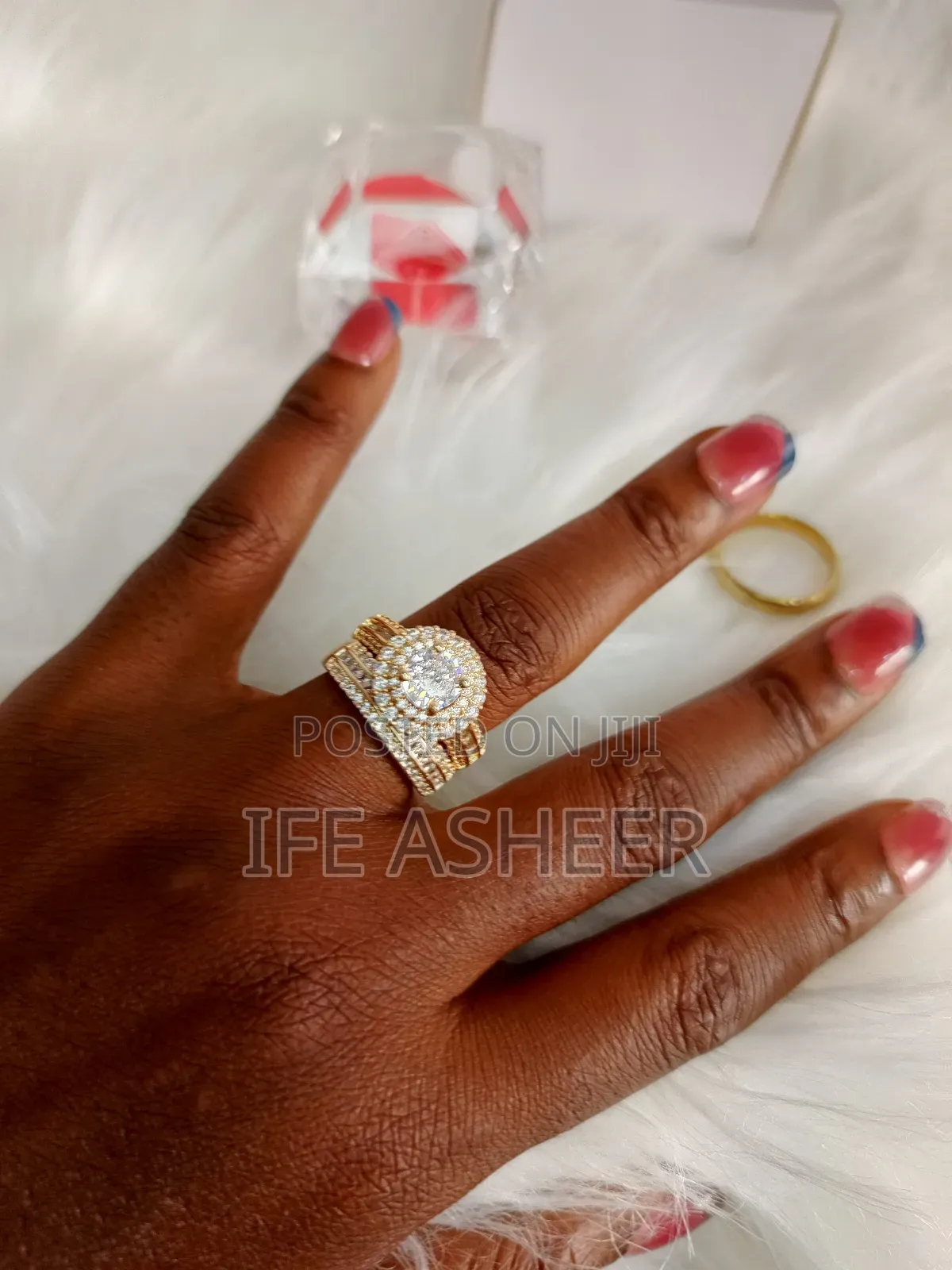 Zirconia Gold Set of Wedding Ring for Couples ZR0004 - Gold